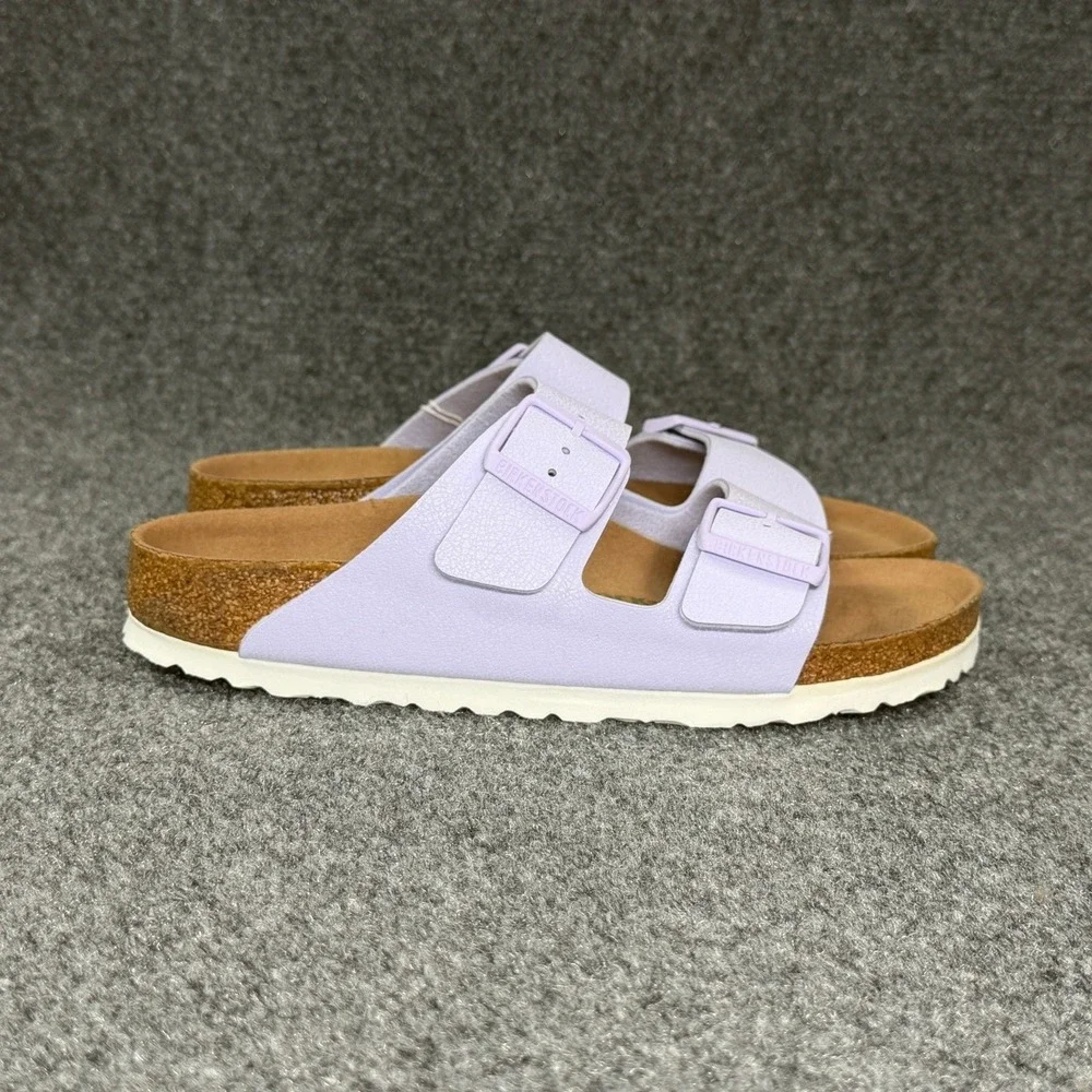 Birkenstock Arizona Sandal Womens 7 Lavender Fog Birkibuc Buckle Slide Flip Flop